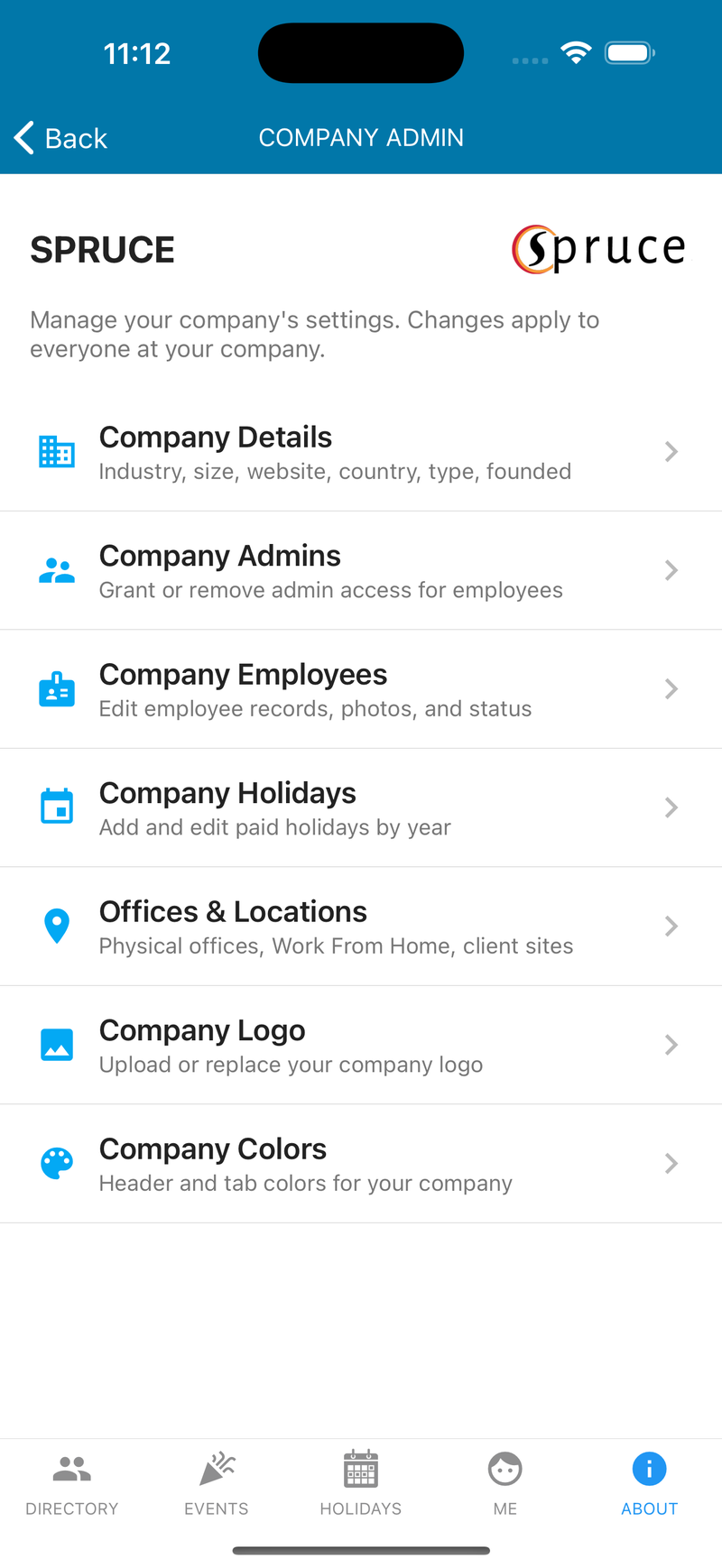 Company Admin screen for managing the roster